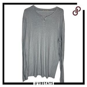 Marine Layer Men's Striped Supima Cotton Long Sleeve Henley T-Shirt Gray Large